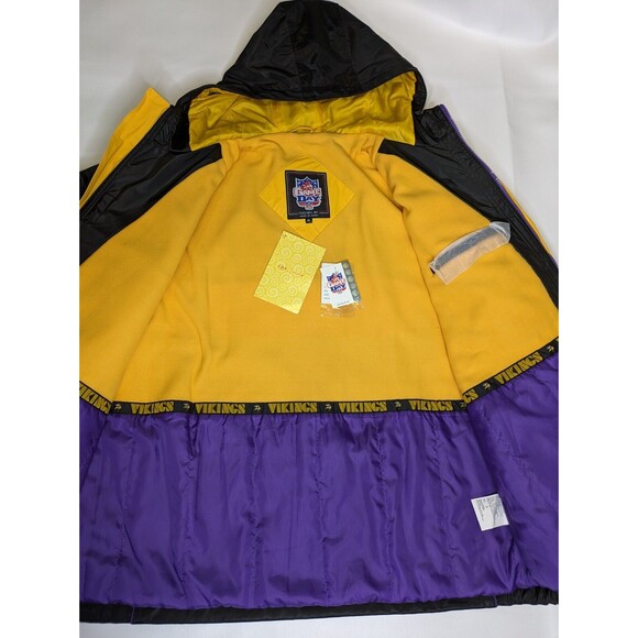 Minnesota Vikings Parka Jacket Mens XL Black Hooded Full Zip Vintage - Picture 6 of 13